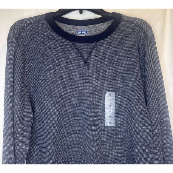Old Navy Mens Blue Ribbed Crew Neck Thermal Long Sleeve Knit Shirt Sz M NEW - Picture 2 of 8